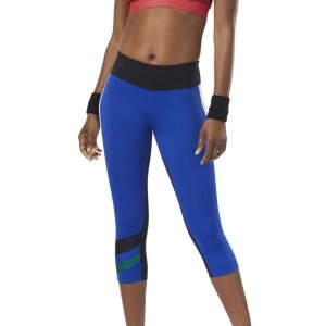 Reebok Workout Ready Colorblock Capris Leggings Damen - Blau - DE 308-ARV